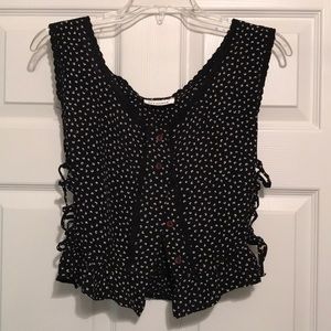 Black Crop top with tiny semi-Luna shaped print